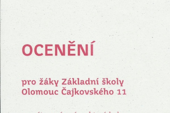 POPELÁŘI V KALENDÁŘI - Ocenění pro žáky 4. E a 4. F Základní školy Olomouc Čajkovského 11