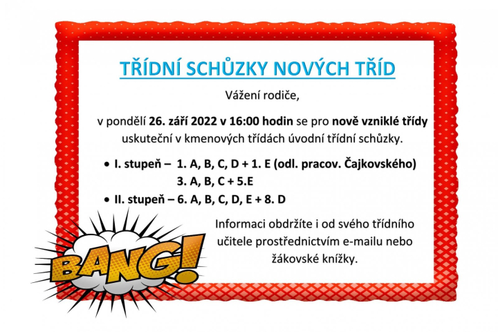 Úvodní třídní schůzky nových tříd