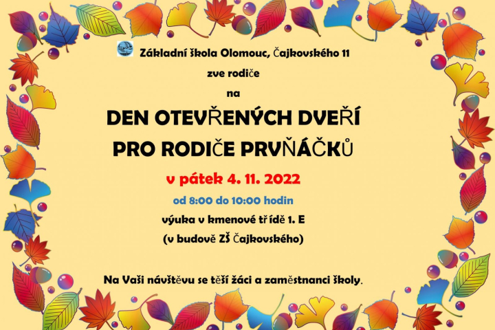 Den otevřených dveří – 1. třídy - ZŠ Čajkovského