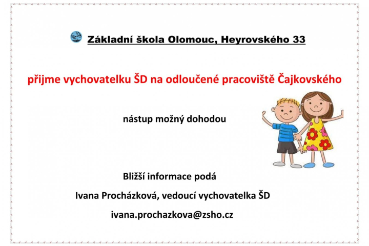 Inzerát na pozici vychovatelky