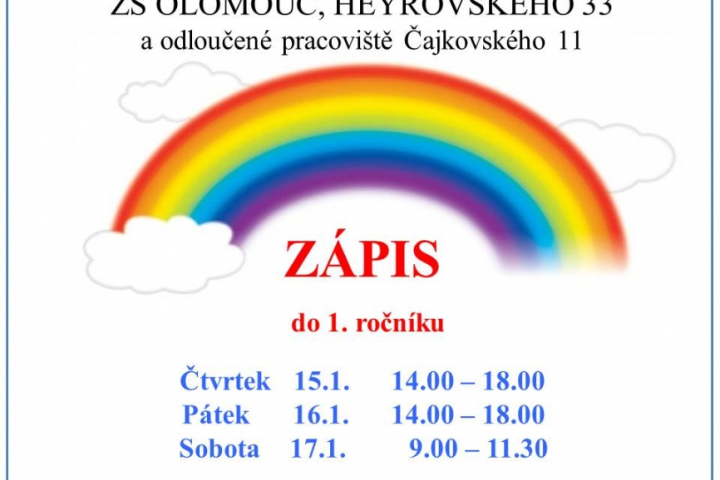 Zápis do 1. ročníku - 15. - 17. ledna 2015